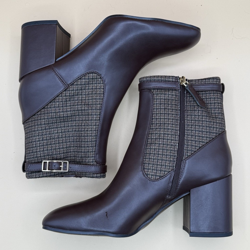 Franco Sarto Tribute Stretch Ankle Boots Brown Tweed Block Heel Womens 8.5 M